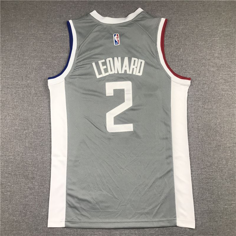 Men Los Angeles Clippers #2 Leonard Grey 2021 Nike Playoff bonus NBA Jersey